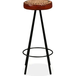 vidaXL - Barkruk - Bruin - Leer - 2 stuks