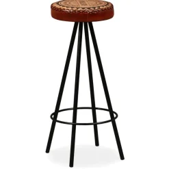 vidaXL - Barkruk - Bruin - Leer - 2 stuks