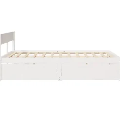 vidaXL - Bed met hoofdbord en lades - Wit - Massief grenenhout - 140x200 cm