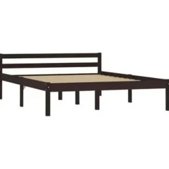 vidaXL - Bed met hoofdeinde - Donkerbruin - Massief grenenhout - 140x200 cm