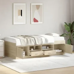 vidaXL - Bed met lades - Bruin - Hout - 90 x 200 cm - Zonder matras