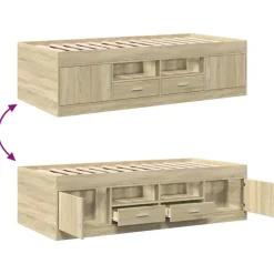 vidaXL - Bed met lades - Bruin - Hout - 90 x 200 cm - Zonder matras