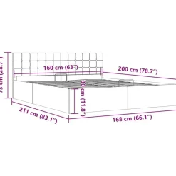 vidaXL - Bed met opbergruimte - Hydraulische stang - Taupe - Stof - 160x200 cm