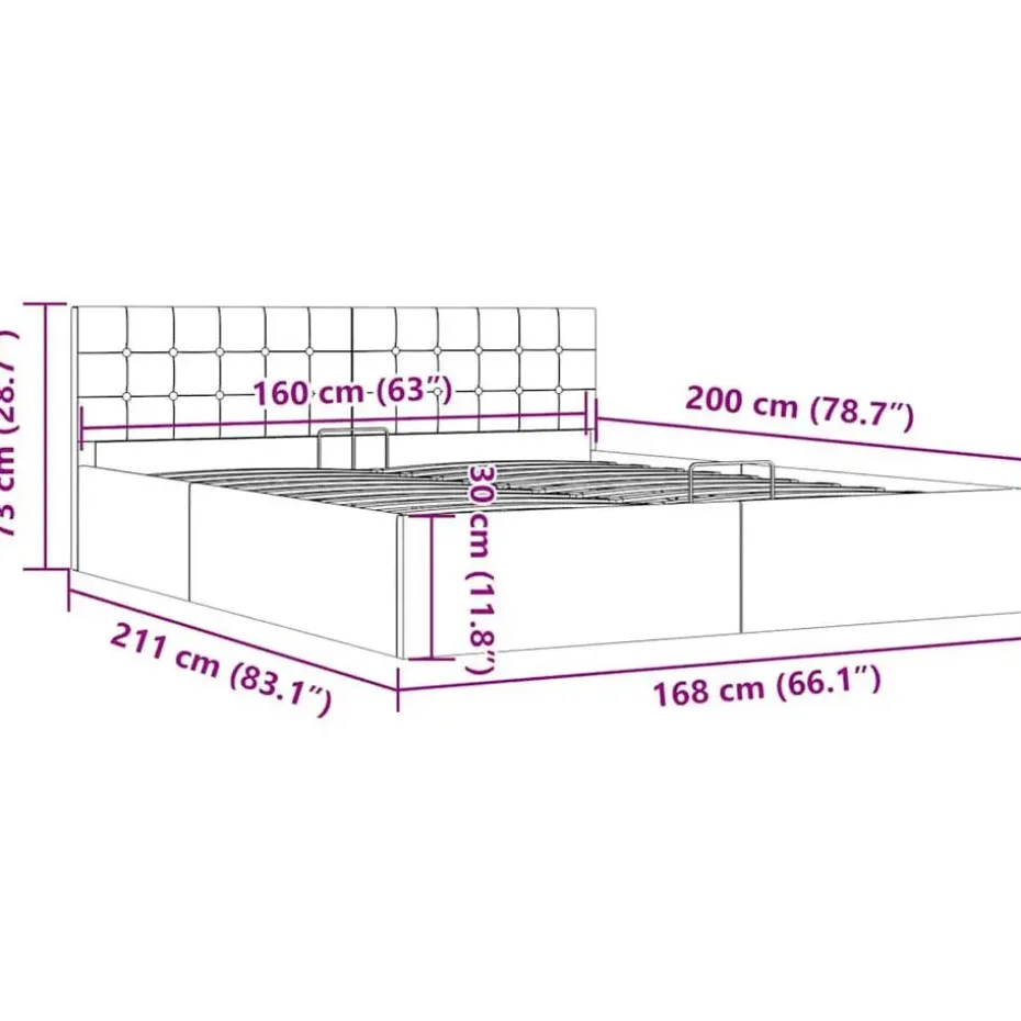 vidaXL - Bed met opbergruimte - Hydraulische stang - Taupe - Stof - 160x200 cm