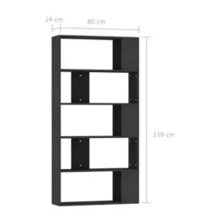 vidaXL - Boekenkast - Zwart - Bewerkt hout