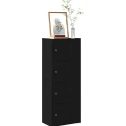vidaXL - Boekenkast met 4 deuren voor woonkamers - Zwart - Hout - 40x24x102 cm