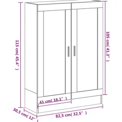vidaXL - Boekenkast met 2 plakken en 2 deuren - Grijs sonoma - 82.5x30.5x115 cm