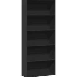 vidaXL - Boekenkast met 5 vakken voor kantoor - Zwart - Hout - 80x30x189 cm