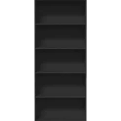 vidaXL - Boekenkast met 5 vakken voor kantoor - Zwart - Hout - 80x30x189 cm