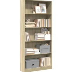 vidaXL - Boekenkast met 5 vakken - Sonoma eiken - Bewerkt hout - 80x24x176 cm
