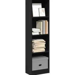 vidaXL - Boekenkast met 4 vakken - Zwart - Bewerkt hout - 40x24x143 cm