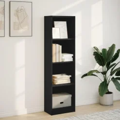 vidaXL - Boekenkast met 4 vakken - Zwart - Bewerkt hout - 40x24x143 cm
