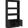 vidaXL - Boekenkast met deuren en 5 vakken - Zwart - Bewerkt hout - 92x33x180 cm