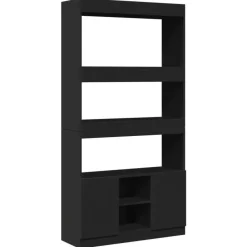 vidaXL - Boekenkast met deuren en 5 vakken - Zwart - Bewerkt hout - 92x33x180 cm