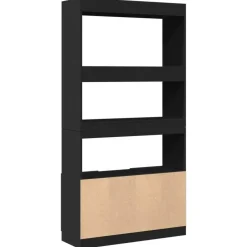vidaXL - Boekenkast met deuren en 5 vakken - Zwart - Bewerkt hout - 92x33x180 cm