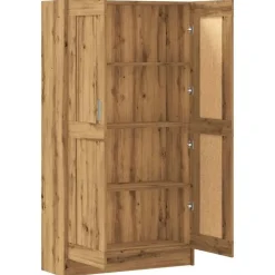 vidaXL - Boekenkast met schappen en 2 deuren - Artisan eiken - 82.5x30.5x150 cm