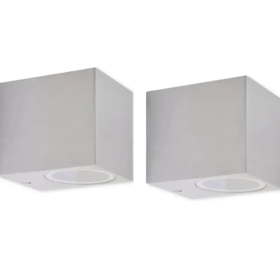 vidaXL - Buitenlamp - Zilver - Aluminium - 6.8 x 9.2 x 8.1 cm - 2 stuks