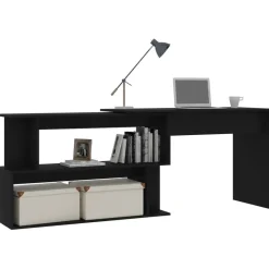 vidaXL - Bureau - Zwart - Bewerkt hout