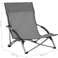 vidaXL - Campingstoel - Grijs - Stof - 2 stuks