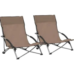 vidaXL - Campingstoel - Taupe - Stof - 2 stuks