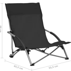 vidaXL - Campingstoel - Zwart - Stof - 2 stuks