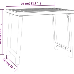 vidaXL - Campingtafel - Antracietkleurig - Polypropyleen - 79x56x64 cm