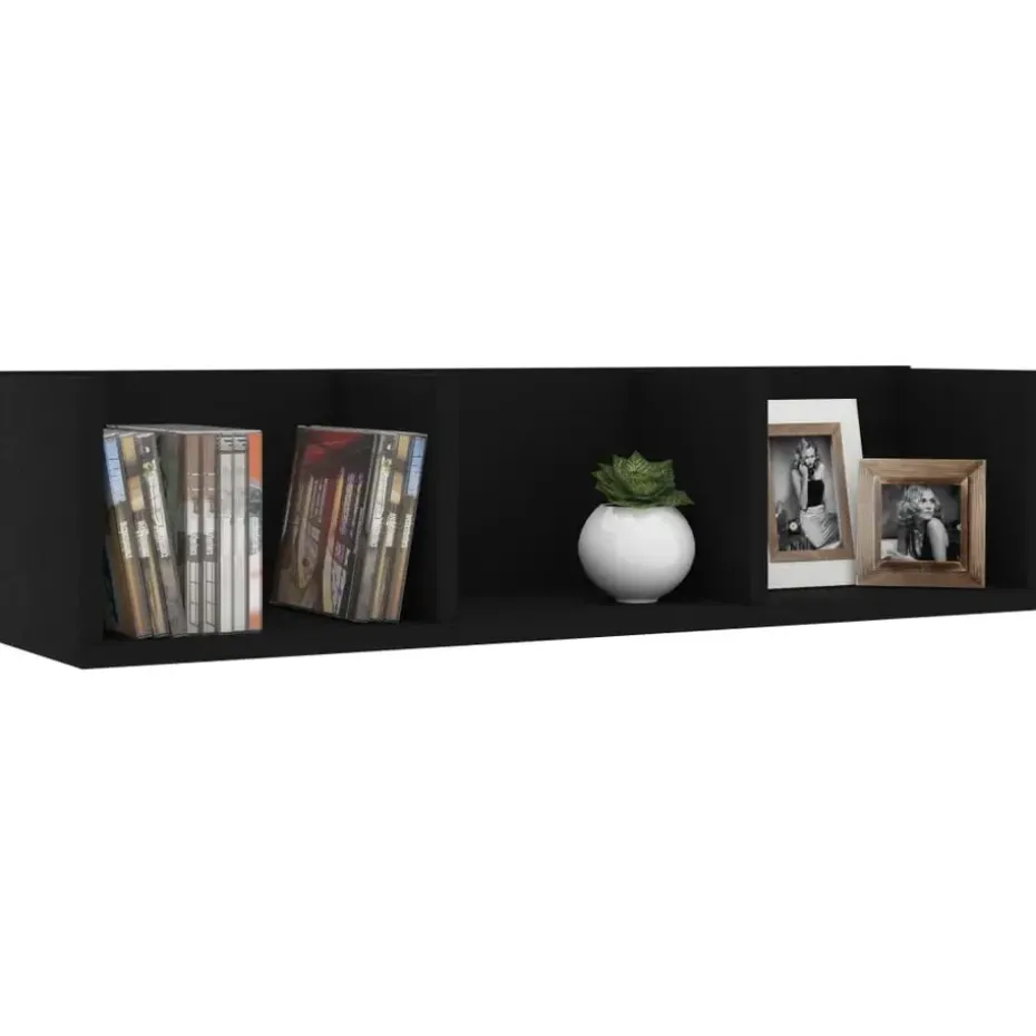 vidaXL - Cd-rek - Zwart - Bewerkt hout