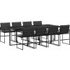 vidaXL - 9-delige inklapbaar Tuinset gris kussens -Zwart textileen - 220x107 cm