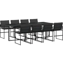 vidaXL - 9-delige inklapbaar Tuinset gris kussens -Zwart textileen - 220x107 cm
