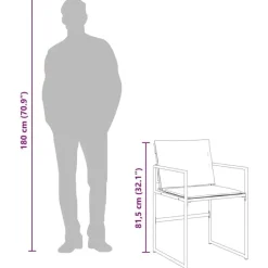 vidaXL - 7-delige inklapbaar Tuinset gris kussens -Zwart textileen - 165x107 cm