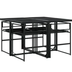 vidaXL - 5-delige inklapbaar Tuinset gris kussens -Zwart textileen - 110x107 cm