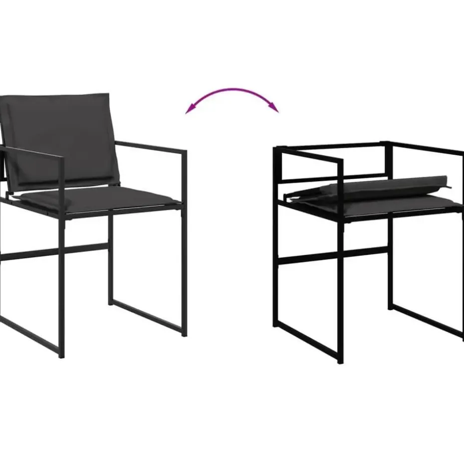 vidaXL - 5-delige inklapbaar Tuinset gris kussens -Zwart textileen - 110x107 cm