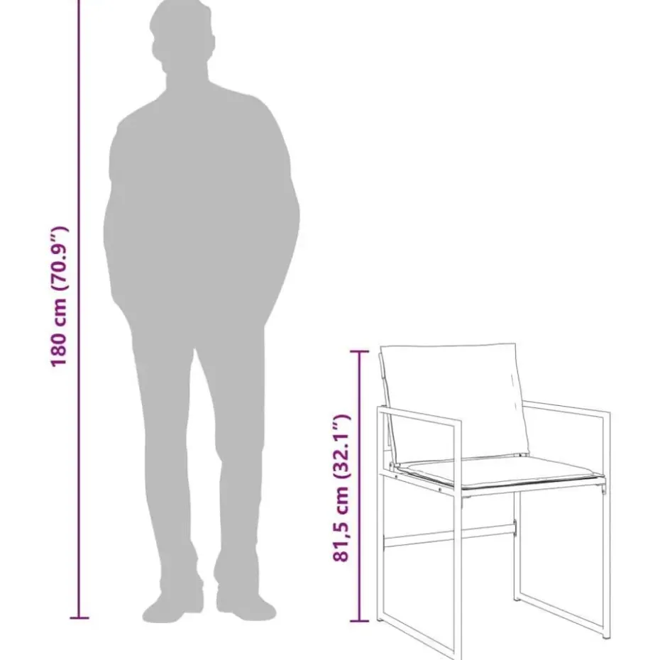 vidaXL - 5-delige inklapbaar Tuinset gris kussens -Zwart textileen - 110x107 cm