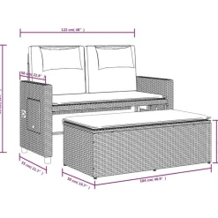 vidaXL - 2-delige Loungebanken Verstelbare met kussens - Zwart - 113x61x87 cm