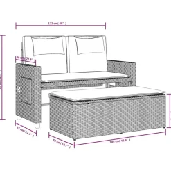 vidaXL - 2-delige Loungebanken Verstelbare met kussens - Grijs - 113x61x87 cm