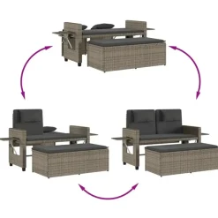 vidaXL - 2-delige Loungebanken Verstelbare met kussens - Grijs - 113x61x87 cm