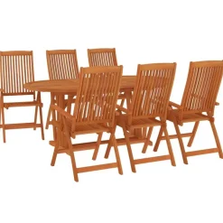 vidaXL - 7-delige Tuinset 6 fauteuils massief eucalyptushout - (150-200)x100 cm