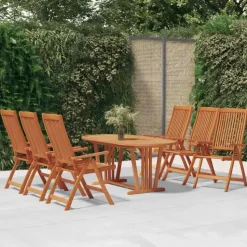 vidaXL - 7-delige Tuinset 6 fauteuils massief eucalyptushout - (150-200)x100 cm
