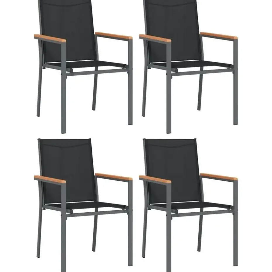 vidaXL - 5-delige Tuinset 4 fauteuils - Zwart - Textileen - 80x80 cm