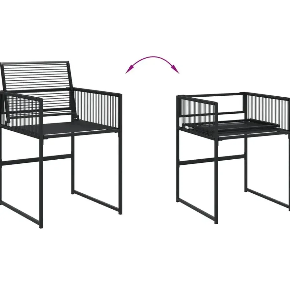vidaXL - 7-delige Tuinset - Inklapbaar - Zwart - PE rattan - 165x107 cm
