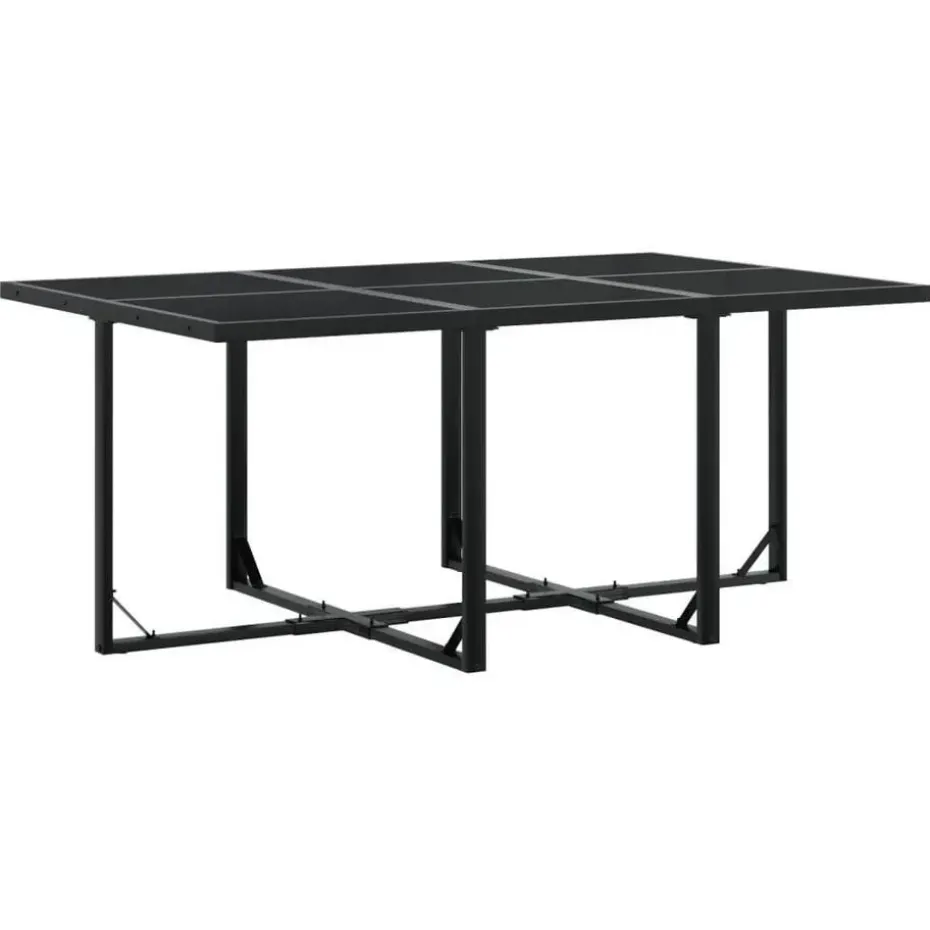 vidaXL - 7-delige Tuinset - Inklapbaar - Zwart - PE rattan - 165x107 cm