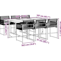vidaXL - 7-delige Tuinset - Inklapbaar - Zwart - PE rattan - 165x107 cm