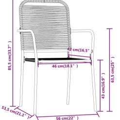 vidaXL - 5-delige Tuinset - Zwart katoenen touw en staal - 140x70 cm