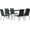 vidaXL - 7-delige Tuinset - Zwart - Textileen en staal - 140x70 cm