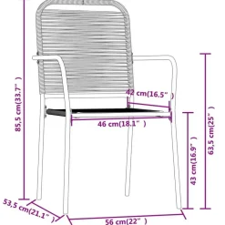 vidaXL - 7-delige Tuinset - Zwart katoenen touw en staal - 200x100 cm
