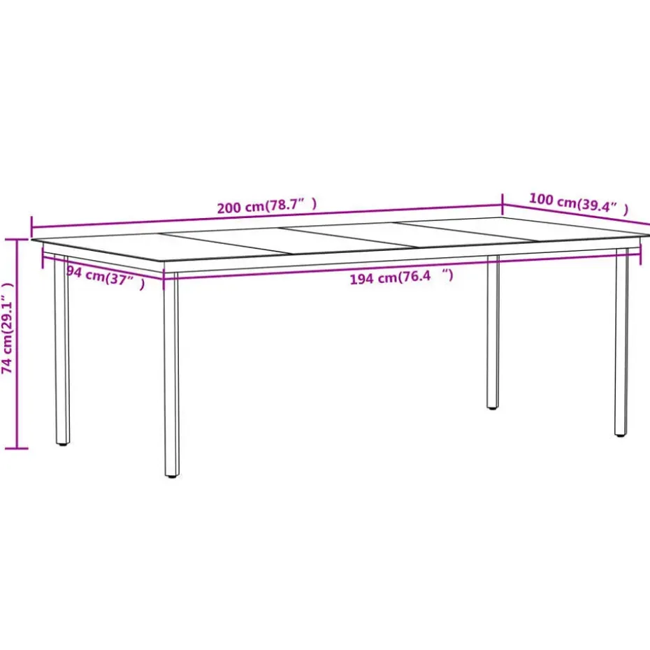 vidaXL - 7-delige Tuinset - Zwart katoenen touw en staal - 200x100 cm