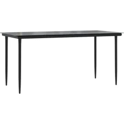 vidaXL - 7-delige Tuinset - Zwart - Textileen met voering en staal - 160x80 cm