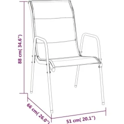 vidaXL - 7-delige Tuinset - Zwart - Textileen met voering en staal - 160x80 cm