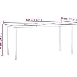 vidaXL - 7-delige Tuinset - Zwart - Textileen met voering en staal - 160x80 cm