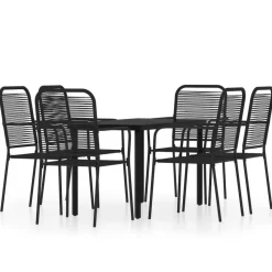vidaXL - 7-delige Tuinset - Zwart katoenen touw en staal - 140x70 cm